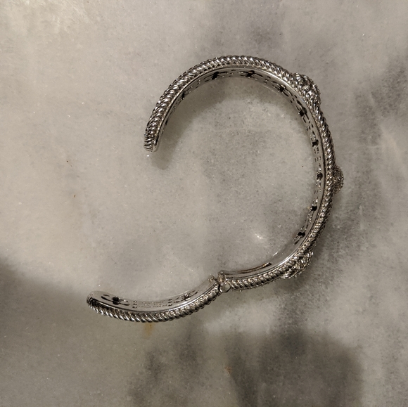 Judith Ripka Silver Cuff Heart Pave Bracelet - Picture 6 of 7